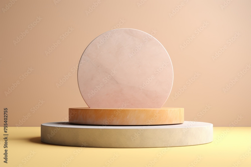 Aufkleber A round marble object placed on a vibrant yellow surface. Suitable for various design projects