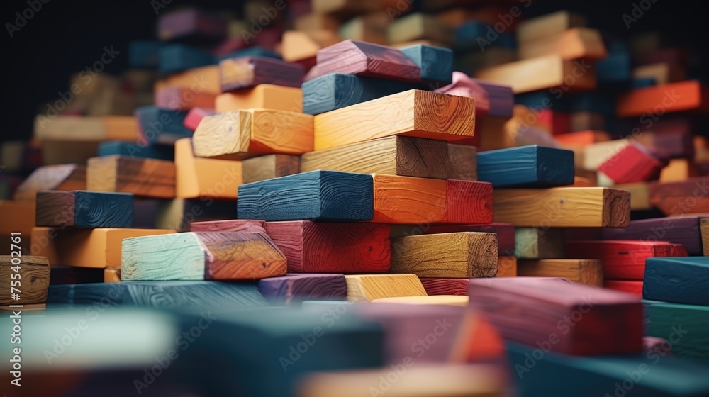 Poster a pile of wooden blocks stacked on top of each other. suitable for educational concepts