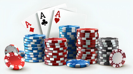Poker Casino Banner Set with Cards and Chips, generative ai