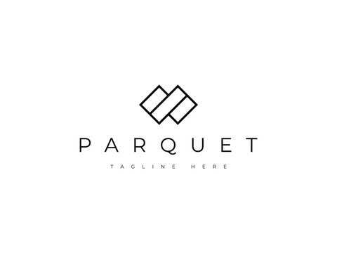 abstract parquet wood floor logo design