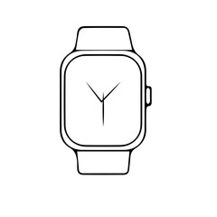 Smart watch line icon vector illustration. Hand drawn outline wearable wrist watch bracelet with wristband and tracker monitoring quality of sleep and relax, heartbeats during sports training.