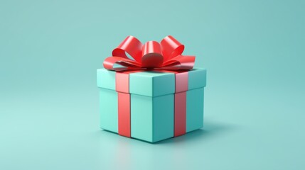 Obraz premium A beautiful blue gift box with a red bow, perfect for any occasion