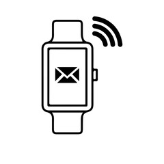 Smart watch line icon vector illustration. Hand drawn outline wearable wrist watch bracelet with wristband and tracker monitoring quality of sleep and relax, heartbeats during sports training.