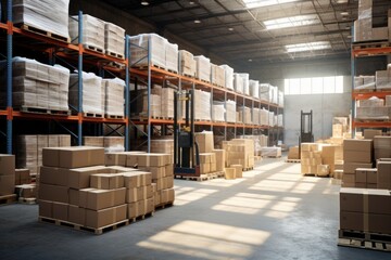 A large warehouse filled with boxes. Suitable for industrial concepts