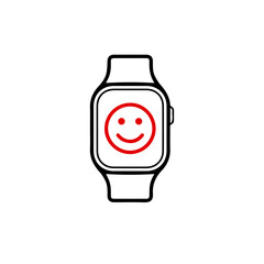 Smart watch line icon vector illustration. Hand drawn outline wearable wrist watch bracelet with wristband and tracker monitoring quality of sleep and relax, heartbeats during sports training.