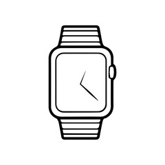 Smart watch line icon vector illustration. Hand drawn outline wearable wrist watch bracelet with wristband and tracker monitoring quality of sleep and relax, heartbeats during sports training.