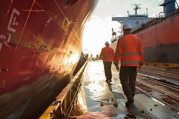 Team conducts thorough inspections of tanker hull to assess risks. Men work collaboratively to implement effective risk management measures