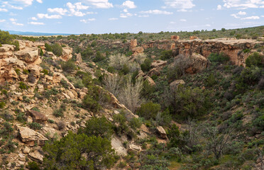 Fototapeta na wymiar The Remains of Prehistoric Villages and the Rugged Landscape of Hovenweep National Monument