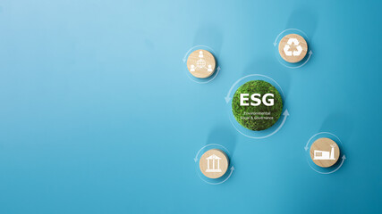 ESG concepts for sustainable environment, society and governance Businesses are environmentally...