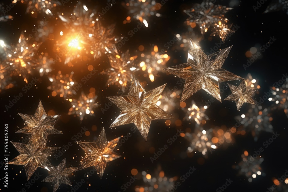 Aufkleber A bunch of shiny stars floating in the air. Suitable for various creative projects