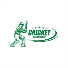 cricket logo. Silhouette of a cricket player, vector illustration.