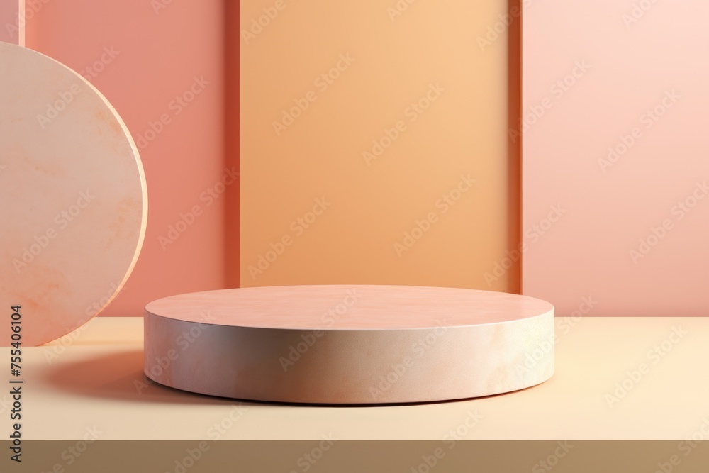 Poster A white round object on a table, suitable for various concepts