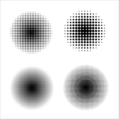 Set of abstract halftone dot circles.