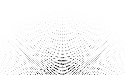 Halftone concentric dot lines background. Spotted and dotted half circles gradient Black and white pop art backdrop. vector design
