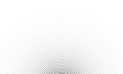 Halftone concentric dot lines background. Spotted and dotted half circles gradient Black and white pop art backdrop. vector design