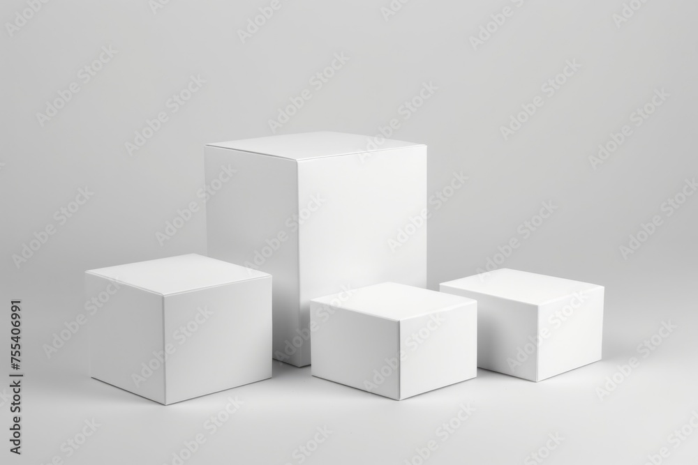 Aufkleber three white boxes arranged in a row, suitable for various business concepts