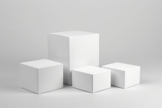 Three white boxes arranged in a row, suitable for various business concepts