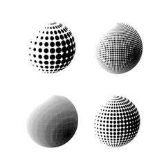 Set of abstract globe dotted spheres.
