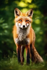 Close up of a red fox in natural habitat. Ideal for wildlife or nature themes