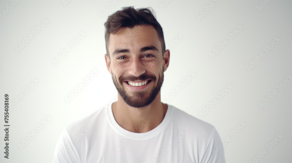 Aufkleber A man with a beard smiling at the camera, suitable for various projects