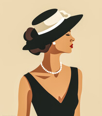 Vintage illustration of an elegant woman in chic fashion
