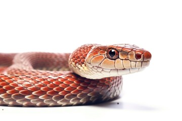 Obraz premium Close up of a snake on a white surface, suitable for educational materials