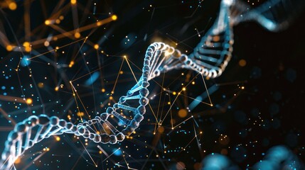 DNA strand, chemical symbols and data processing