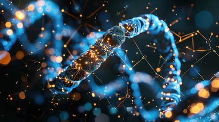 DNA strand, chemical symbols and data processing