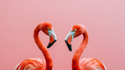 Two lovers flamingos, generative ai