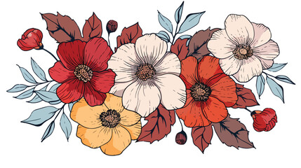 Perfect coloring book of pleasing doodle flowers for