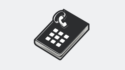 Fototapeta premium Phone book icon black-white vector pixel art icon flat