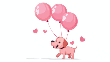 Pink dog balloon cartoon design illustration kids bir