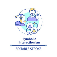 Symbolic interactionism multi color concept icon. Theory of social stratification. Self expression. Round shape line illustration. Abstract idea. Graphic design. Easy to use in article