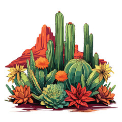 A cluster of cacti in the desert