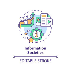 Information societies multi color concept icon. Technological progress. Internet and social media. Round shape line illustration. Abstract idea. Graphic design. Easy to use in article