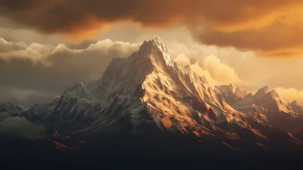 Photo sur Plexiglas Anti-reflet Ama Dablam Panoramic view of mountains at sunset,