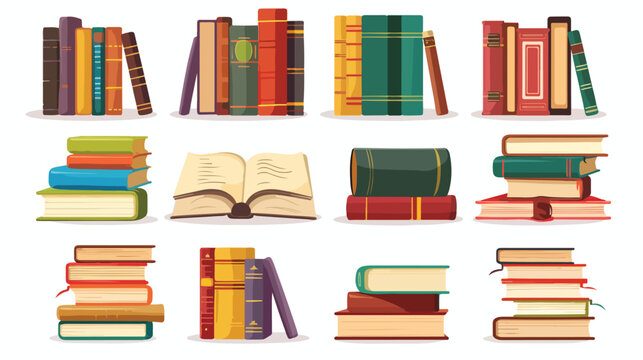 render of books on white background flat vector isolated