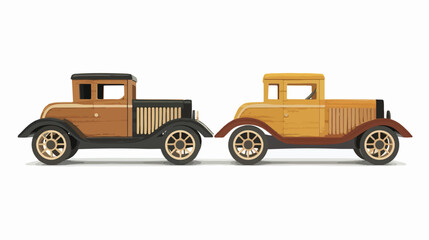 rendering wooden toy cars from two varieties of wood