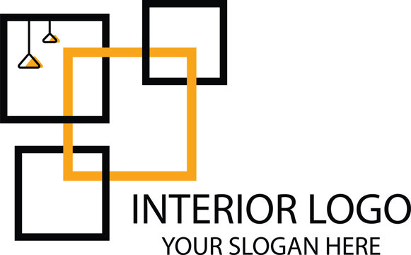 Simple minimalist and modern chair furniture interior logo design flat vector graphics, interior furniture logo design