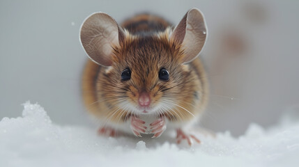 Mouse in snow in winter, generative ai