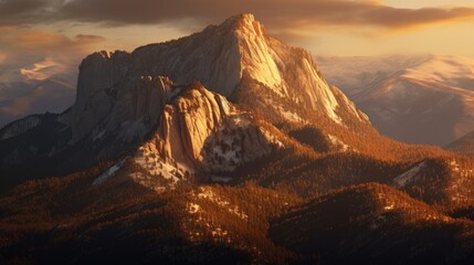 Panoramic view of mountains at sunset,