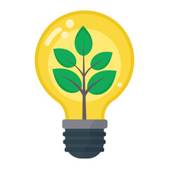 light bulb with a plant inside, energy saving