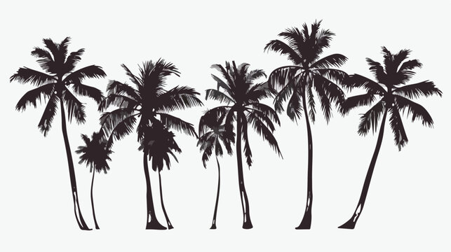 Silhouette of the palm trees. Airbrushing illustration