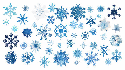 snowflakes flat vector isolated on white background -