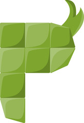 Ketupat Letter Alphabet Vector P