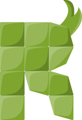Ketupat Letter Alphabet Vector R