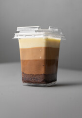 Brownie cake in a plastic cup to go
