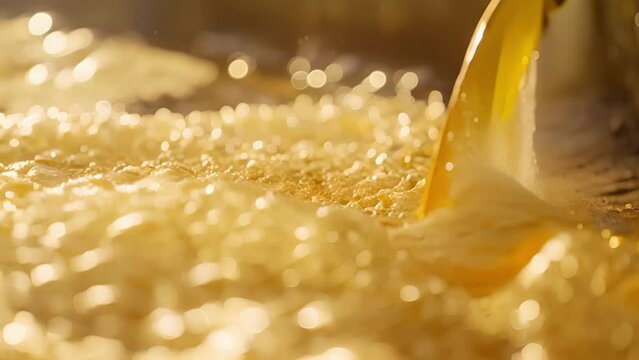 A gl fermentation tank contains a bubbling mixture of gs. The natural sugars in these G Varieties are undergoing a transformation converting into alcohol with the help of