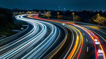 Abstract image of light trails in motion creating a dynamic and colorful pattern against a dark background representing energy and movement