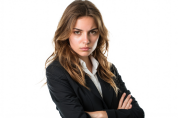 angry business woman isolated on white or transparent png